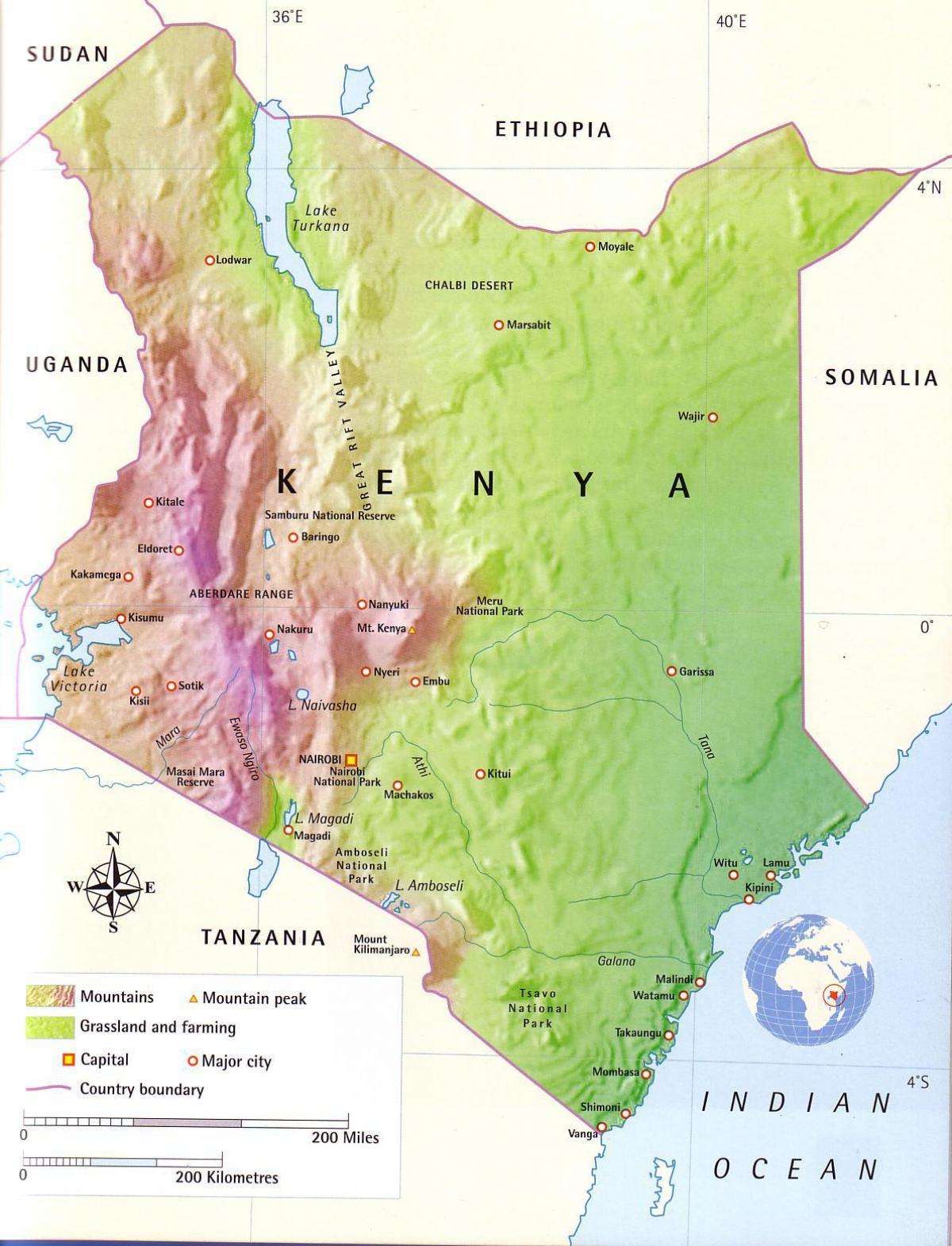 Kenya haritası Dağları
