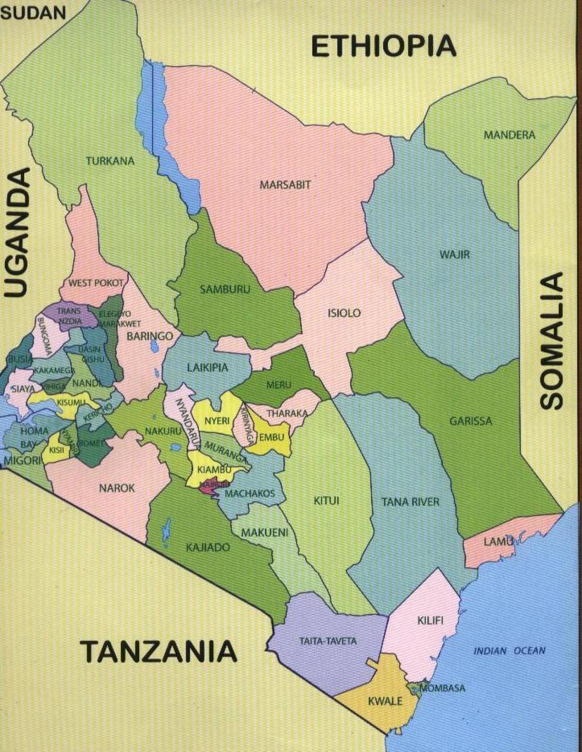 Kenya haritası ilçeler 