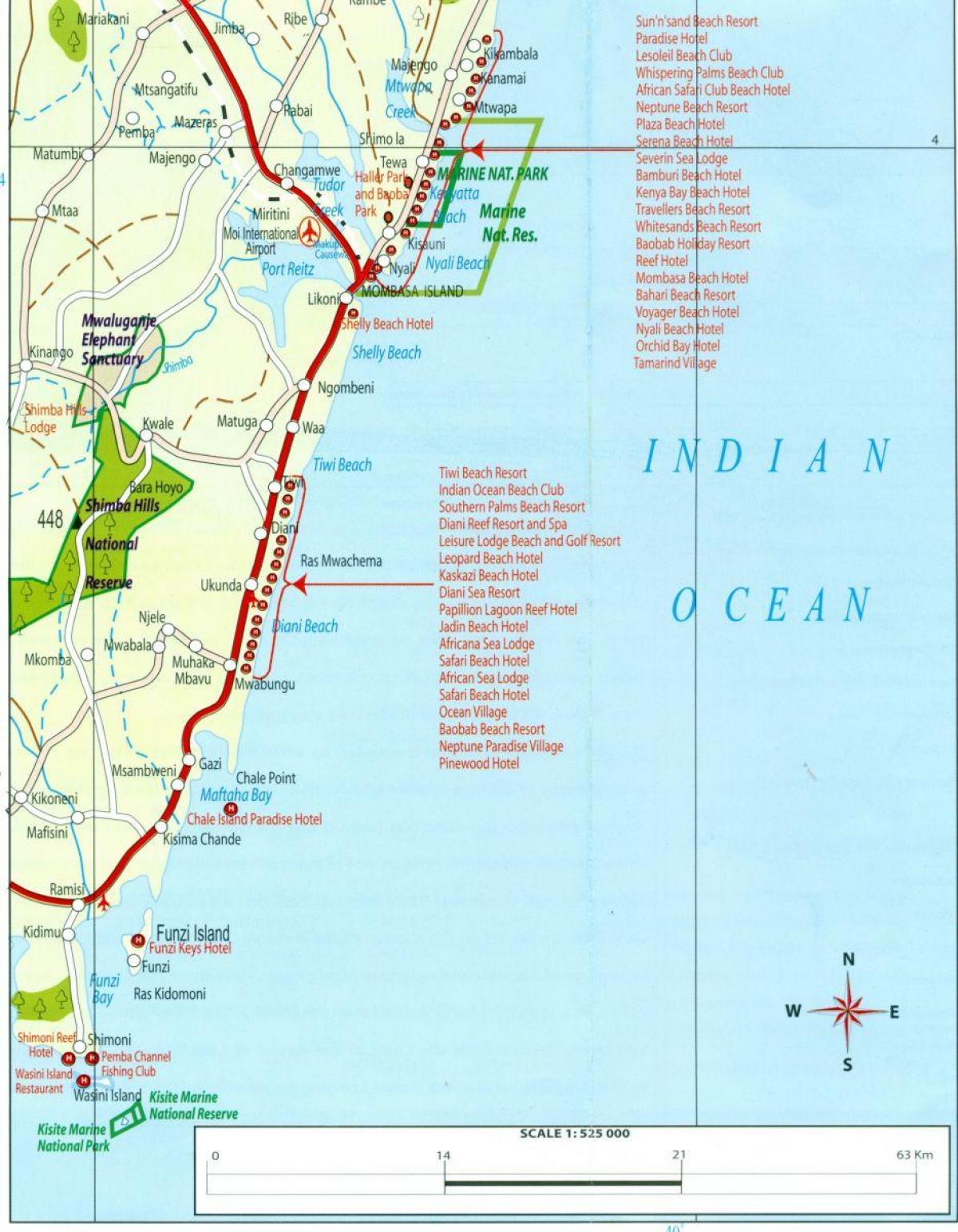 Kenya Sahili haritası 