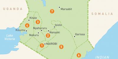 Kenya haritası iller gösteriliyor 