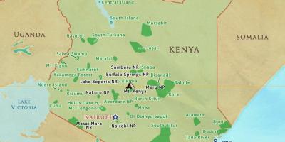 Kenya Milli Parklar haritası ve rezervleri