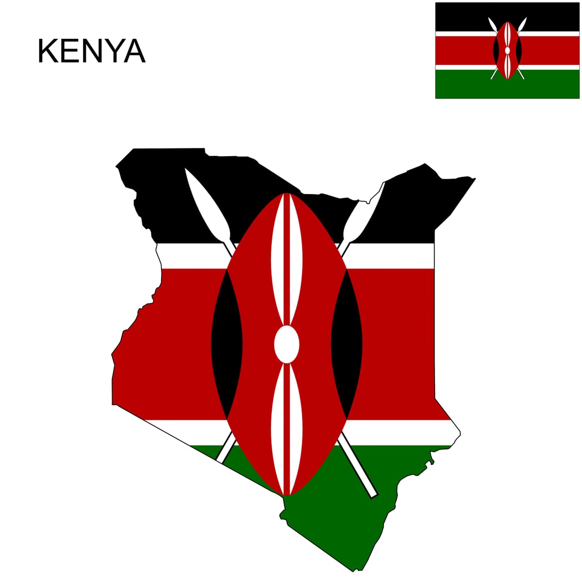 Kenya haritası bayrak