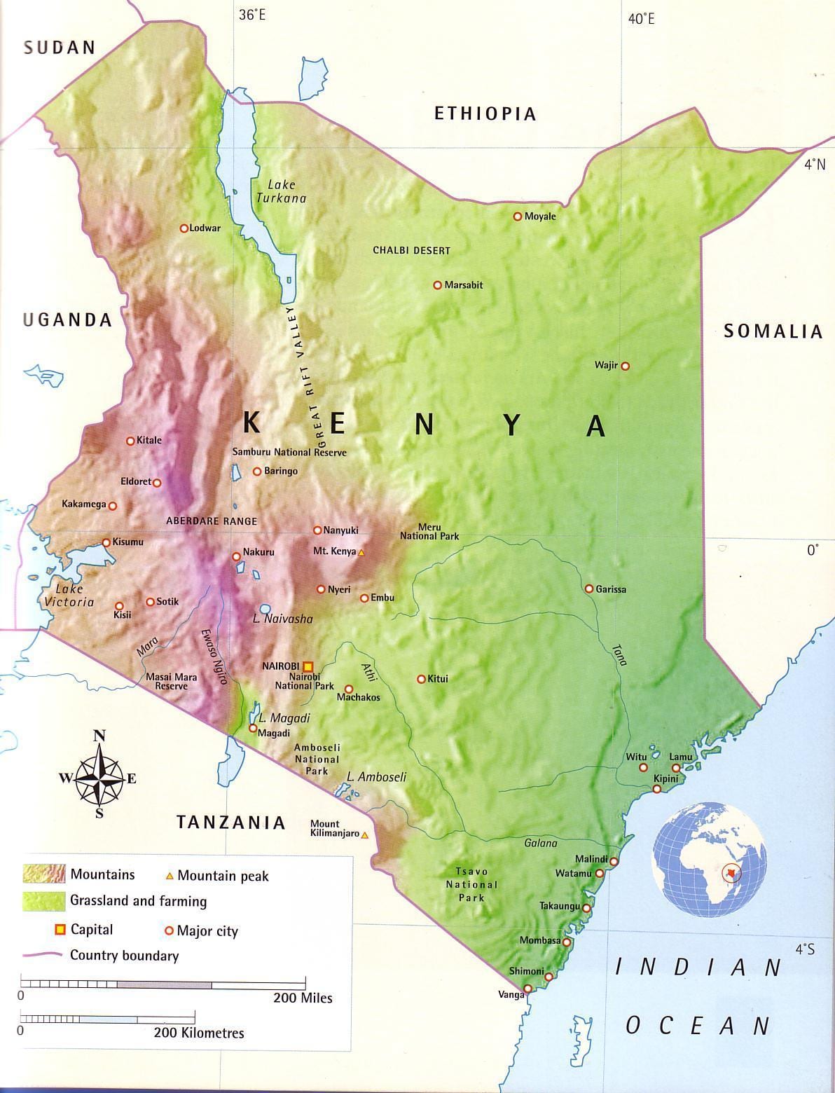 Kenya haritası Dağları