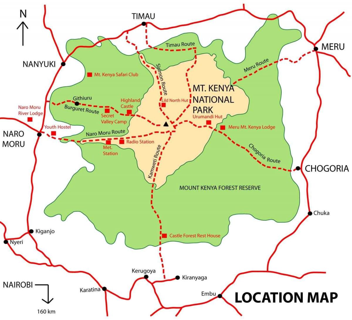 Kenya Dağı haritası 