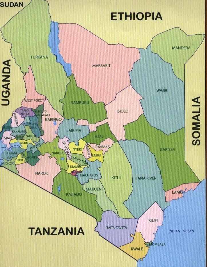 Kenya ilçe yeni harita