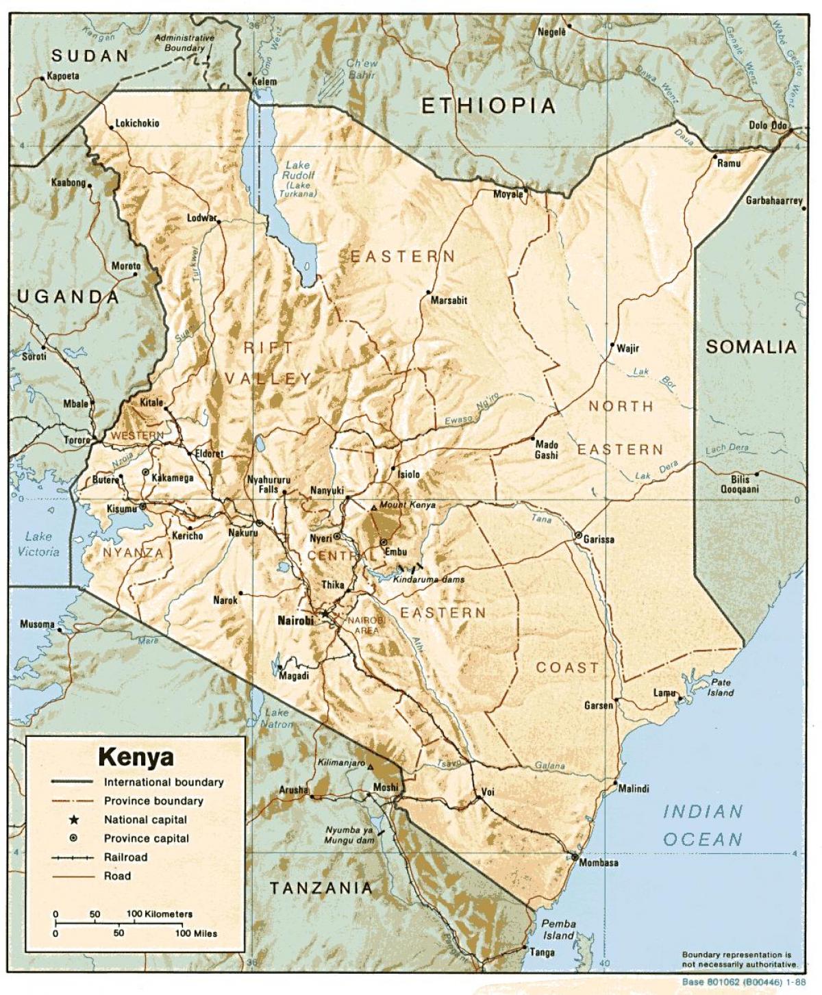 Kenya haritası büyük kasaba gösteriliyor 