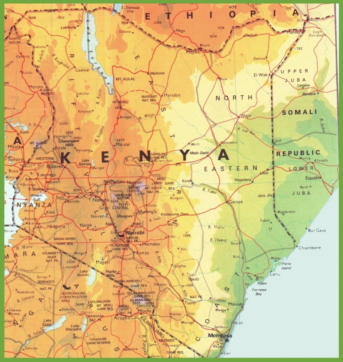 Kenya karayolu ağı haritası