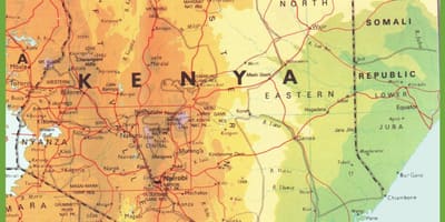 Kenya haritası kasabaları gösteriliyor 