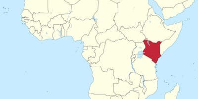 Afrika haritası Kenya gösteriliyor 