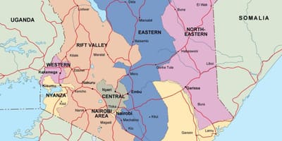 Kenya haritası nehirler gösteriliyor 
